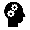 An icon of an outline of a head.